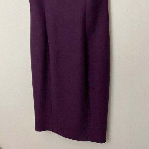 Elie Tahari Sonya Dress Sz 2 Eggplant Purple Wool Silk Fitted Cowl Neck $448 NWT - Picture 10 of 16